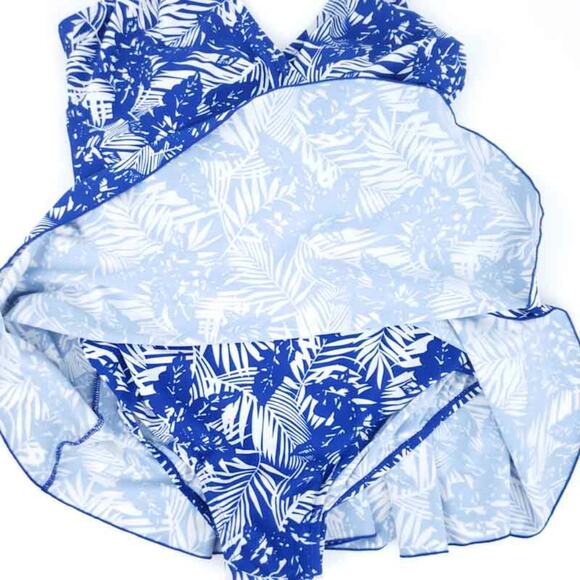 Alisha Levine Swimsuit Swimdress Skirted Blue Floral SZ 16 One Piece Modest - Picture 3 of 7